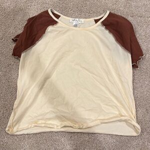 Brown and white ruffled top from tilly’s